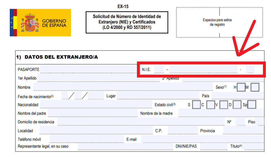 Sanish NIE number form ex- 15  to renwe it if it is expired